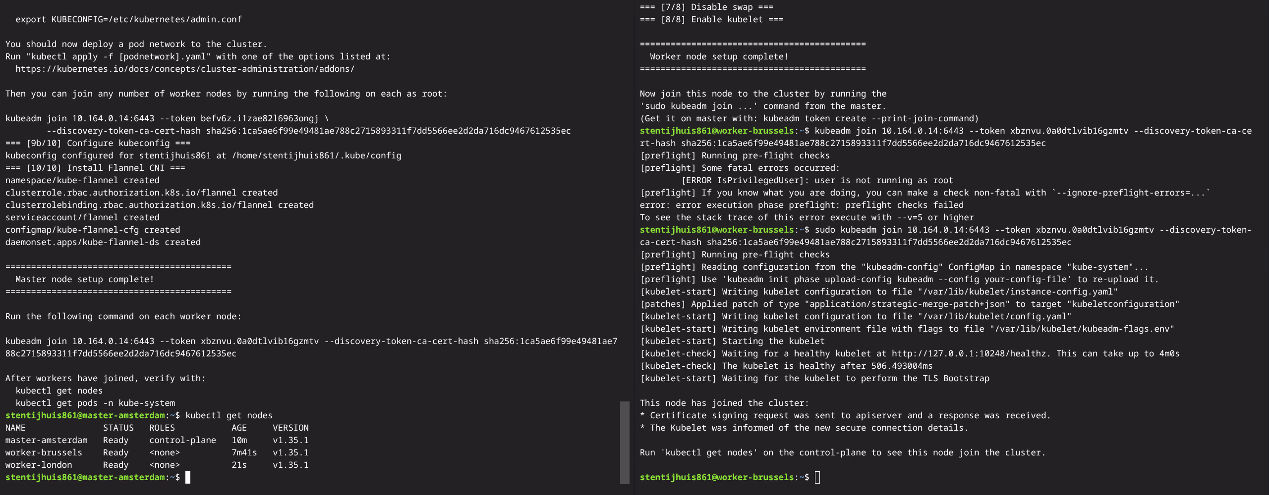Workers toegevoegd - alle nodes Ready