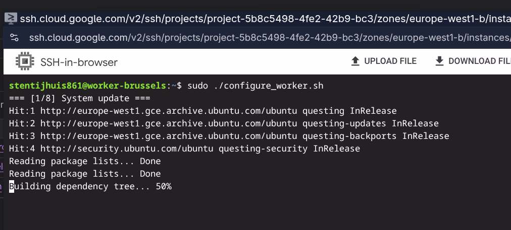 configure_worker.sh uitvoeren op worker-brussels