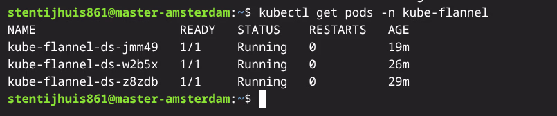 kubectl get pods -n kube-flannel