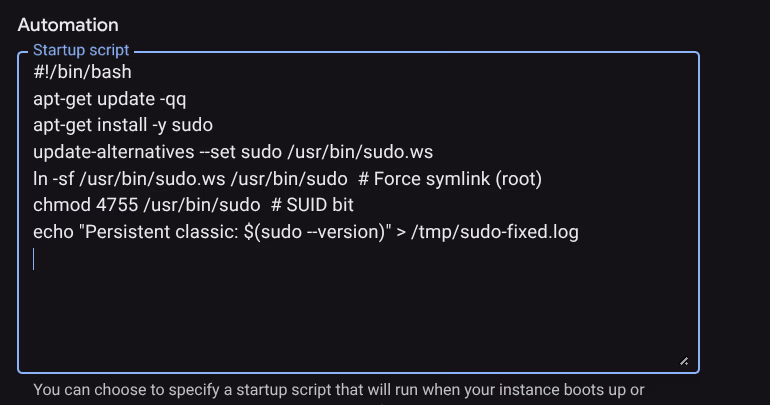 GCP opstartscript vervangt sudo-rs