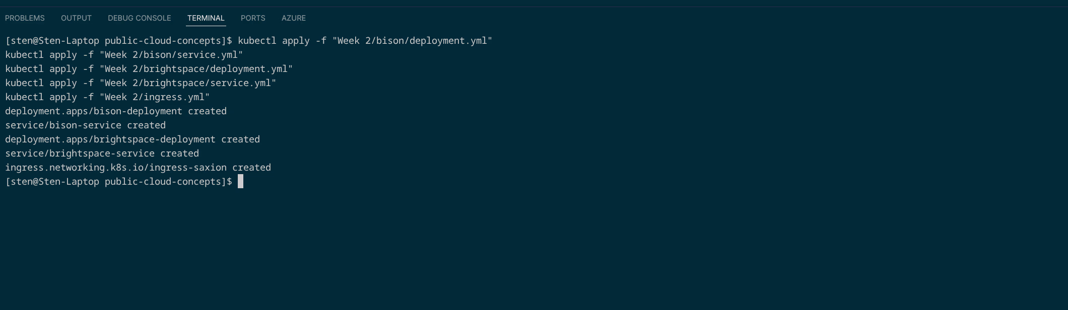 Deployments, services en Ingress toegepast