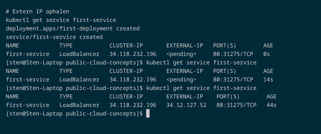 LoadBalancer op GKE - extern IP toegewezen na ~44 seconden