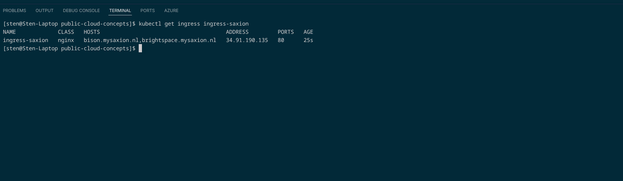 Ingress met saxion adres en hostnamen