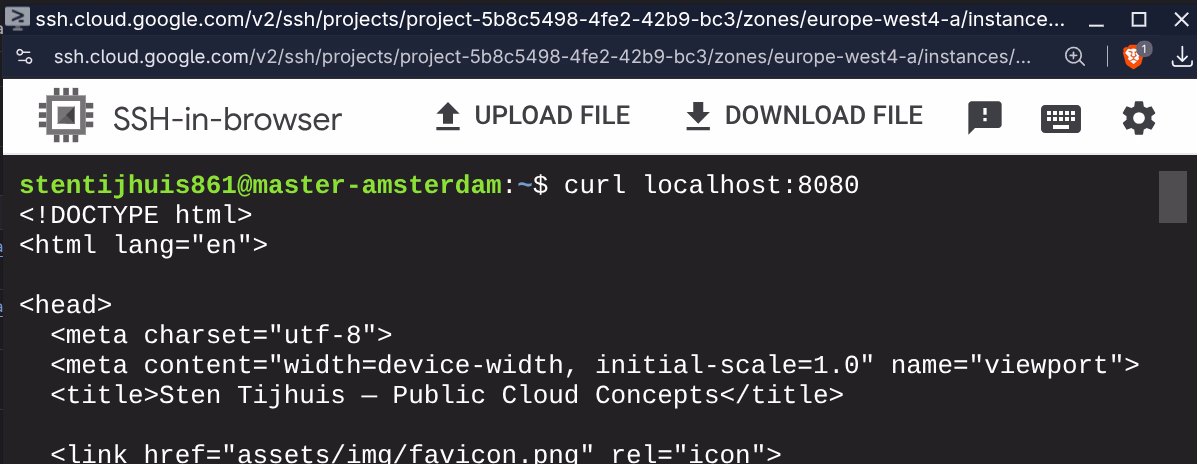 curl via localhost:8080 werkt via port-forward