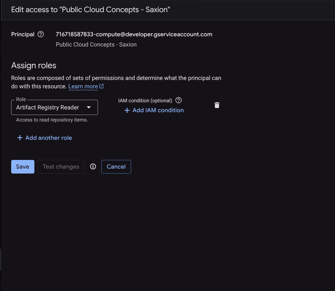 IAM-rechten van het Compute Engine default service account