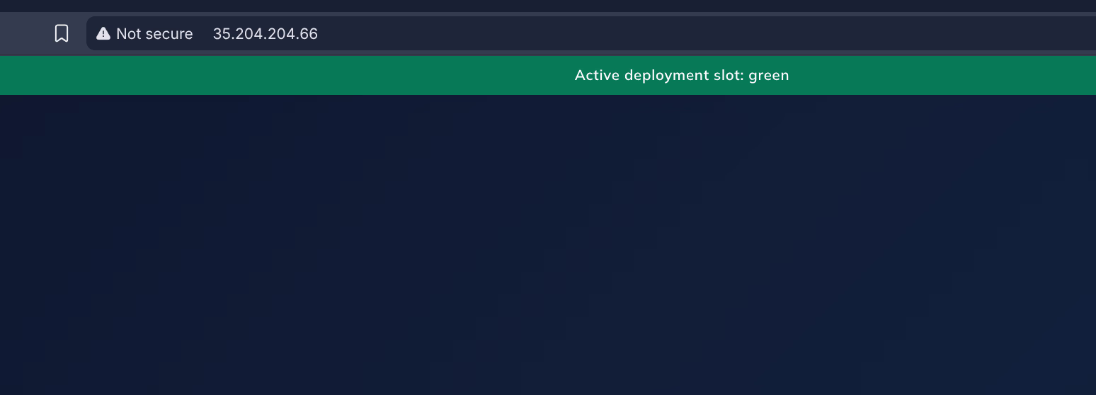 De website met actieve green slot - groene balk bovenaan