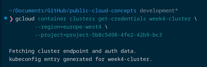 Verbinding maken met het cluster via gcloud