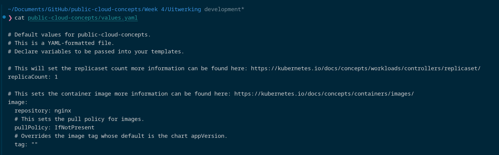 Inhoud van values.yaml bekijken